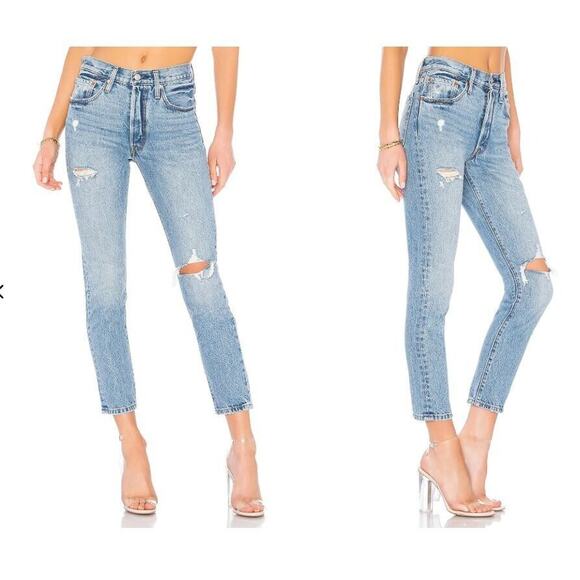 LEVIS 501 Distressed Cropped Skinny Jeans Medium Wash Cant‎ Touch This Sz 26 - Picture 4 of 14